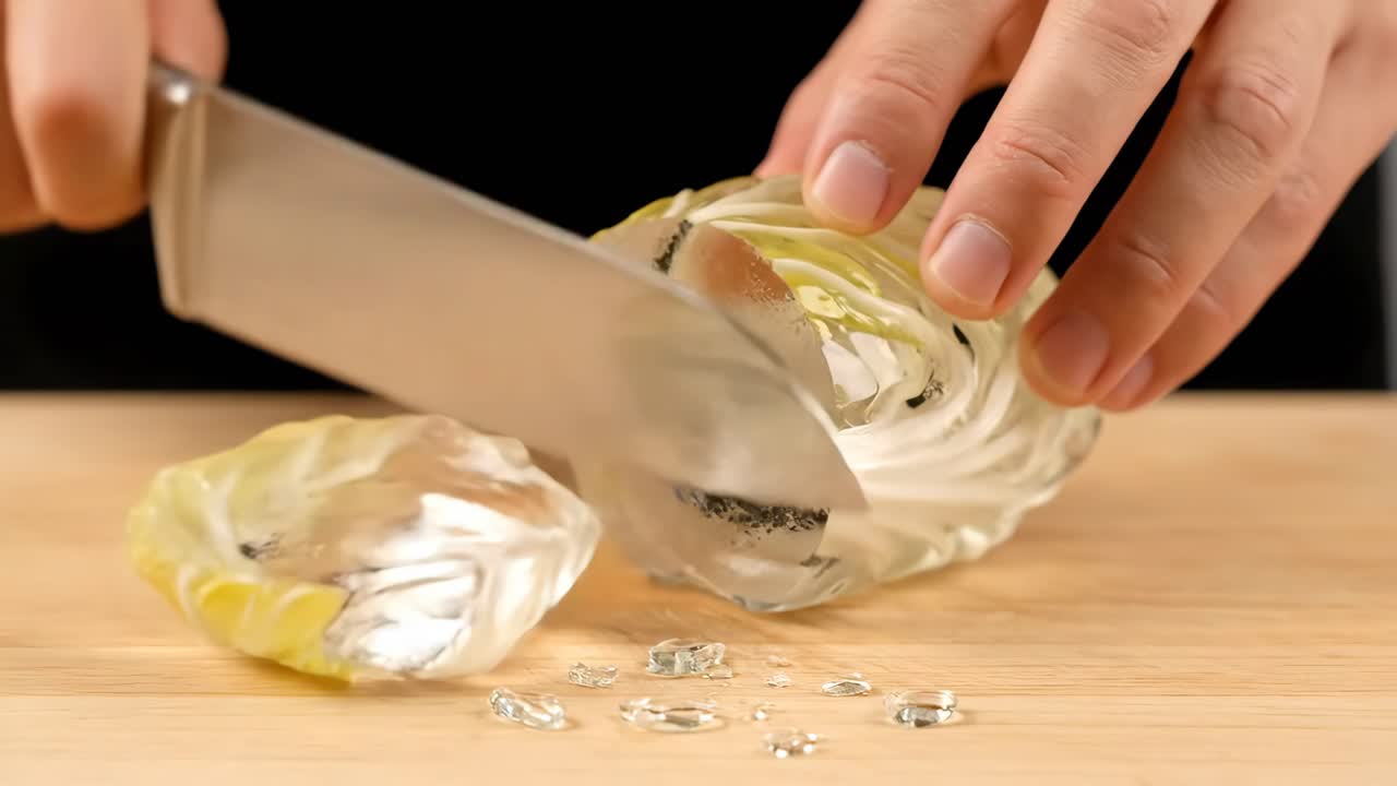 Cutting chicory with a knife