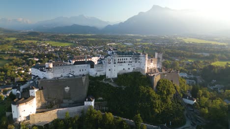 amazing hyperlapse above hohensalzburg fortress  austria. orbit