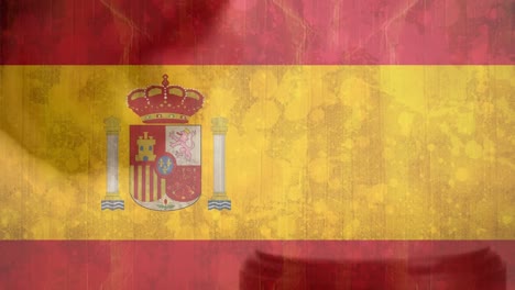 Digitally-animation-of-Spain-Flag-and-gavel-4k