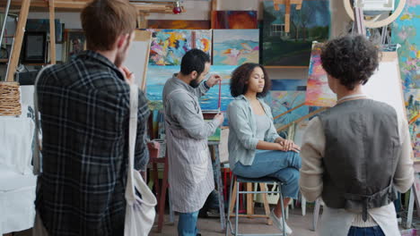 art class in an artist studio
