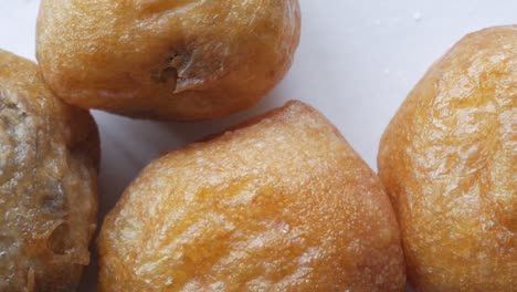 close-up of golden brown fried food balls