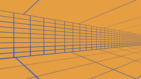 animation of blue tunnel drawing on orange background