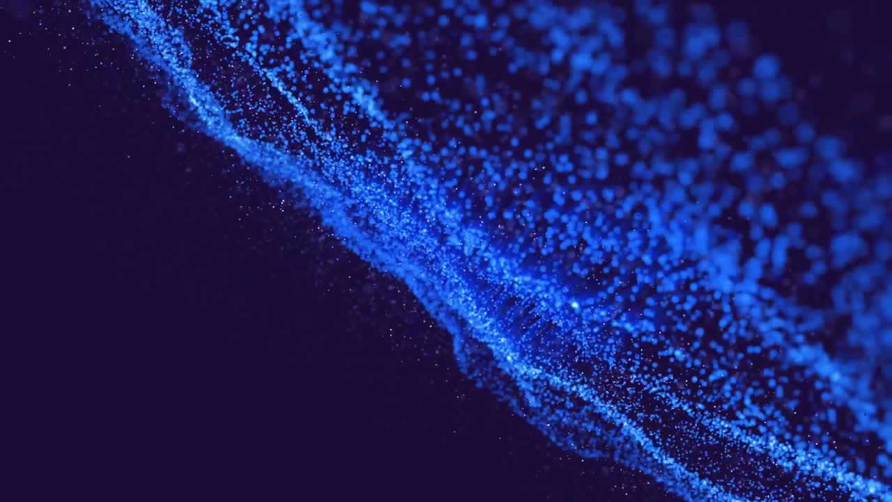 검은 바탕에 있는 파란 반점들의 애니메이션