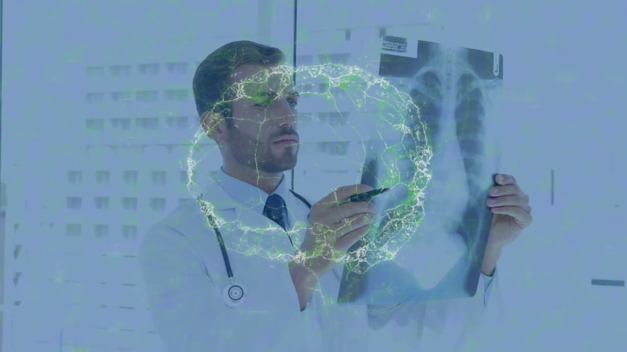 animación de un modelo digital del cerebro humano sobre el trabajo del médico