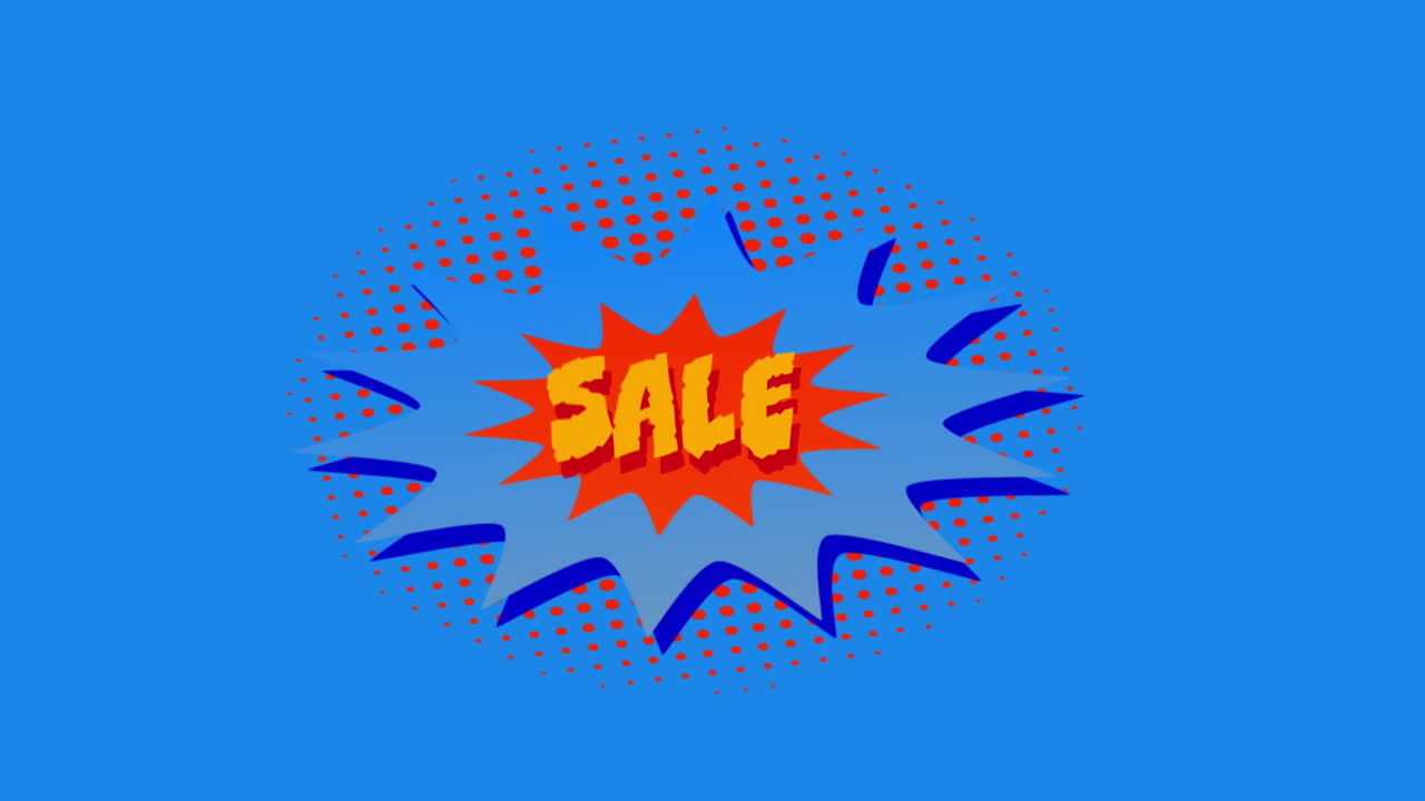 venta de texto sobre boom y zap texto en burbujas de habla contra fondo azul