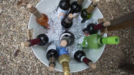 captures-a-bird's-eye-view-of-a-beautifully-arranged-bucket-of-refreshing-drinks,-perfect-for-a-wedding-cocktail-hour