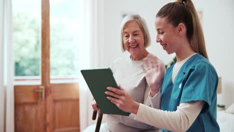 Krankenschwester,-Patient-Und-Tablet-Für-Videoanruf