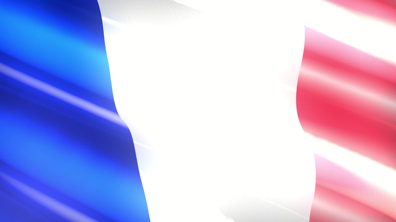 60FPS shiny holiday France flag colored in blue, red, white waving, 3d 4k UHD seamless looping animation