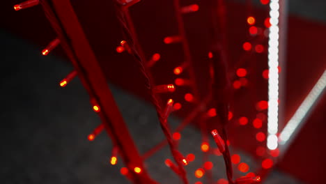 vibrant red bokeh lights with sharp white streaks