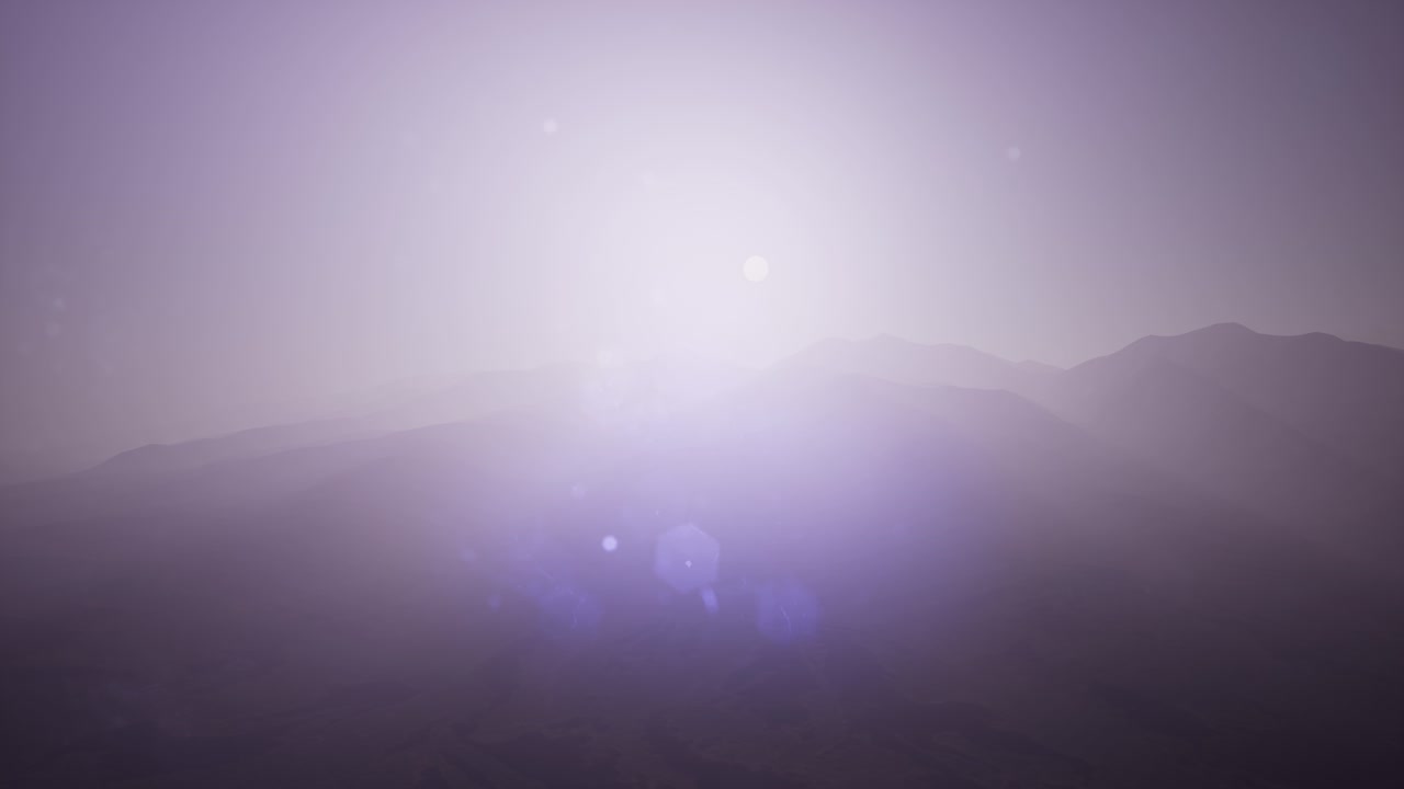 안개 속 에 있는 공중 의 초록색 언덕 풍경