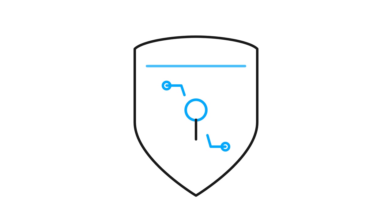 Animated Shield Icon with Digital Circuitry Elements