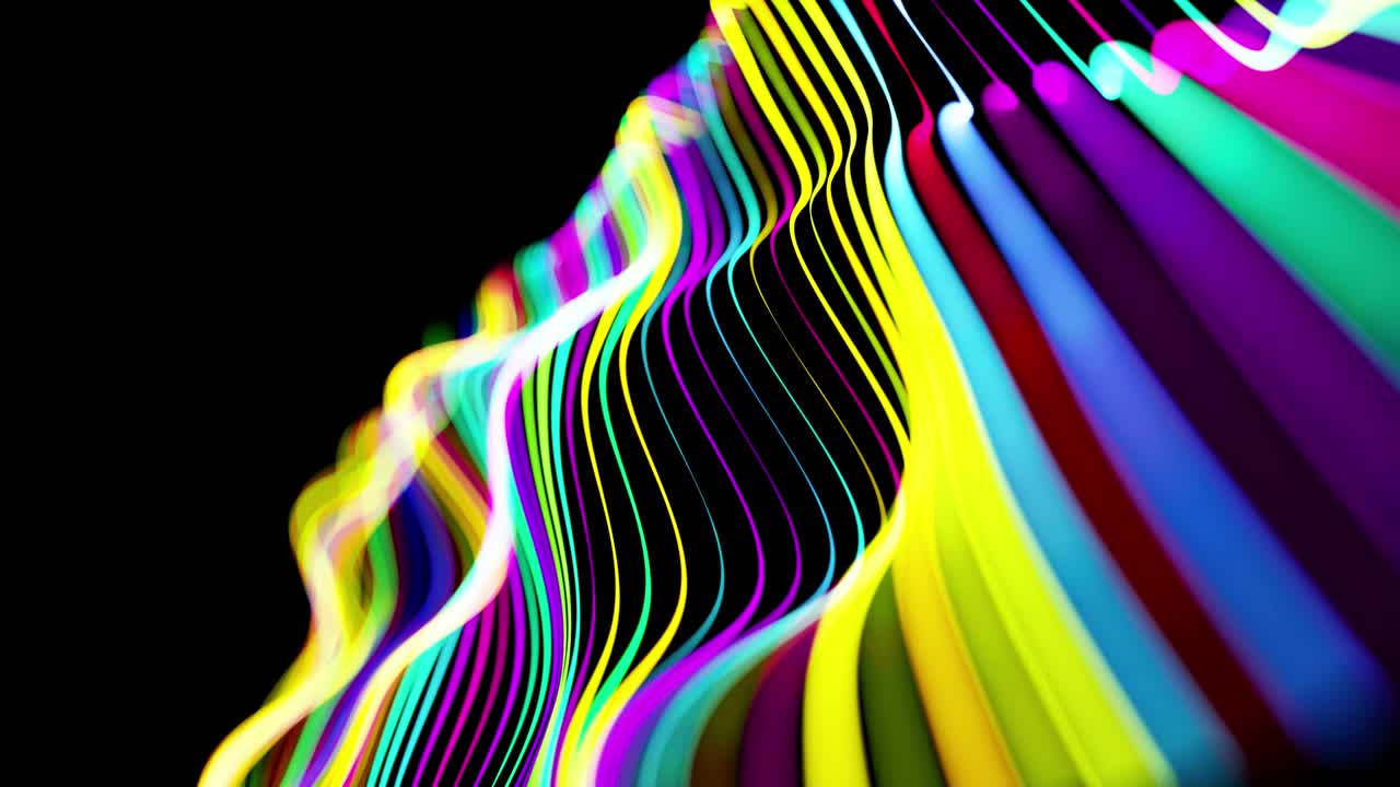fondo abstracto brillo líneas multicolores forman superficie. hermosas líneas curvas como hermoso fondo creativo en bucle en 4k