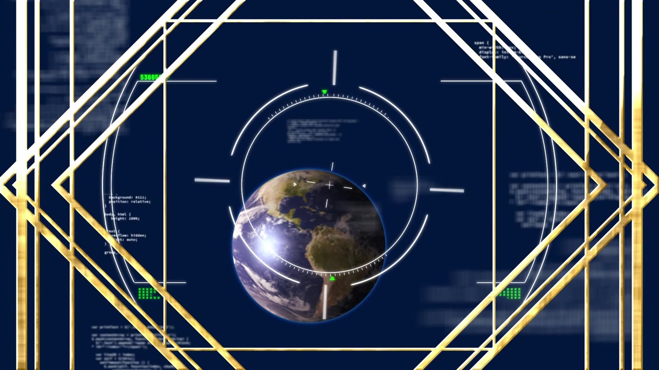 Animation of globe, scope with data processing