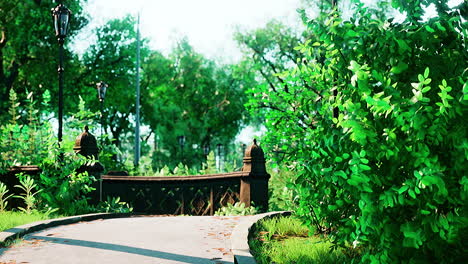 scenic view of a winding stone path through a peaceful green city park