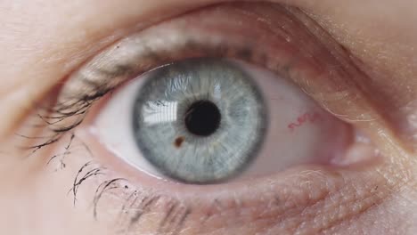 primer plano de detalle macro extremo de un solo ojo azul bonito, enfoque suave, portátil