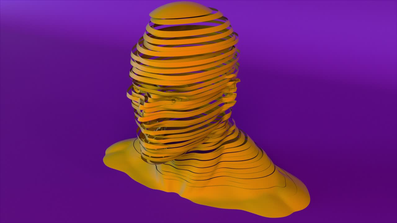 человеческая голова и лицо сформированы линиями, 3d-рендеринг. компьютерный фон с деформацией головы