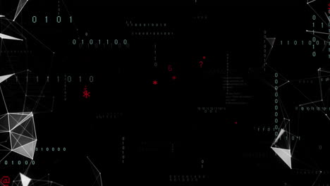 animation of communication networks and data processing on black background