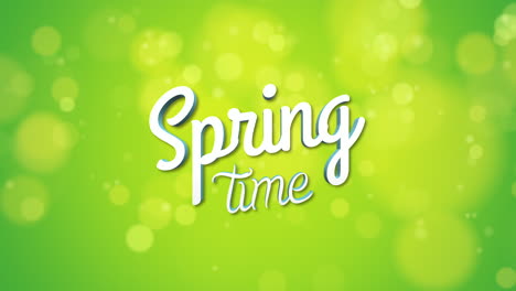 Tiempo-De-Primavera-Con-Confeti-Volador-En-Gradiente-Verde