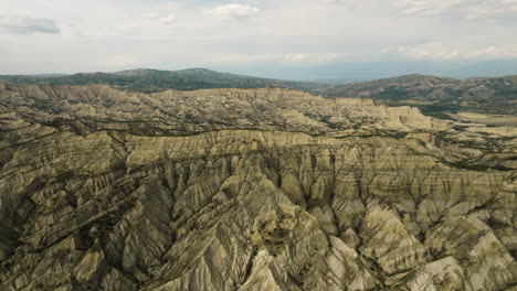 rocky canyon with eroded ravines and hills in vashlovani, georgia