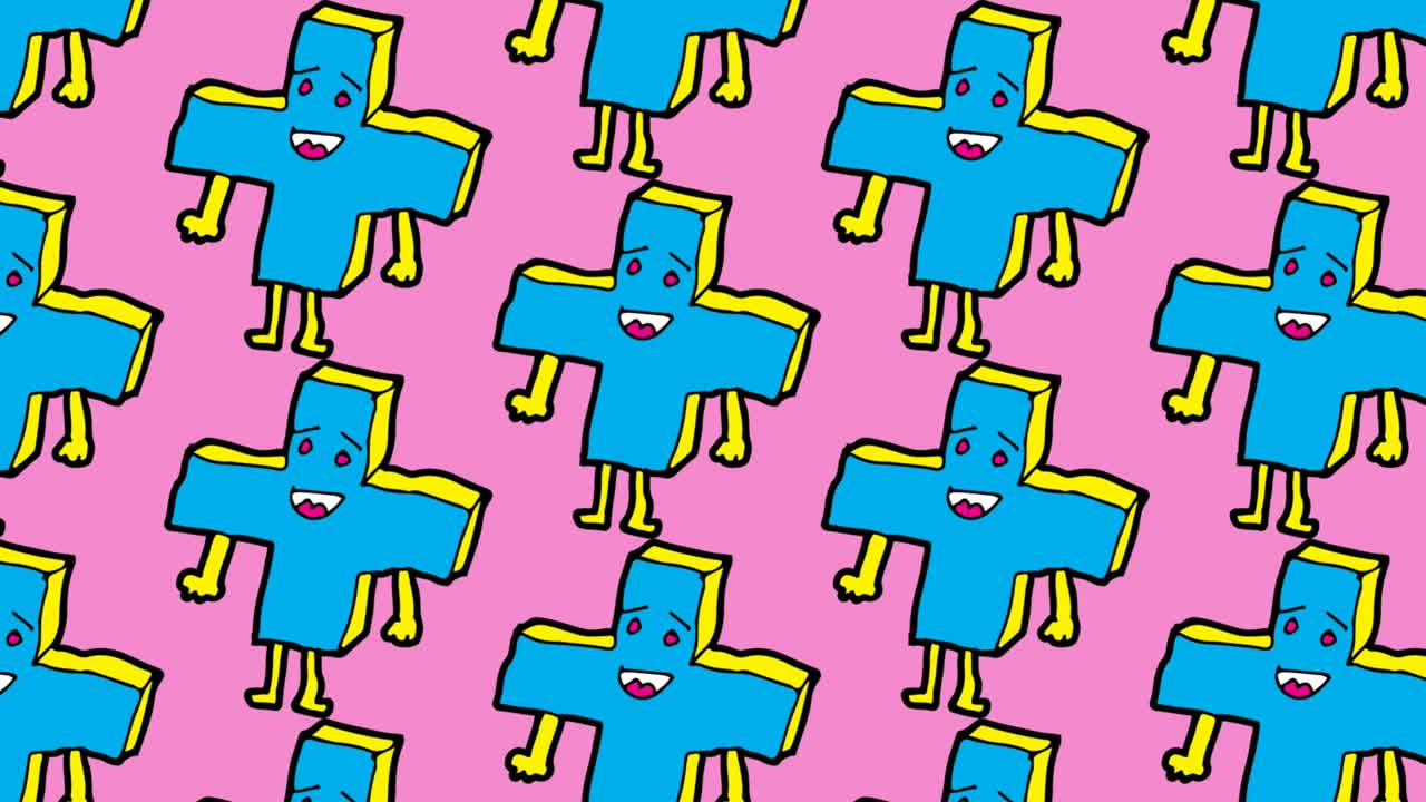 아이들이 팝 아트 그림을 그리고 있습니다. 플러스 테마의 원활한 배경입니다.