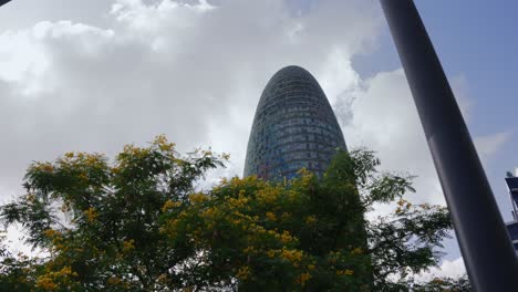 barcelona's torre agbar with sky background