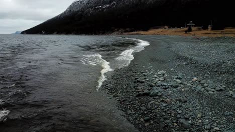 following the coastline on a gloomy windy day