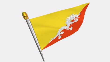 loop video of bhutan flag  fluttering in the wind, slow motion video of 4k , with alpha channel