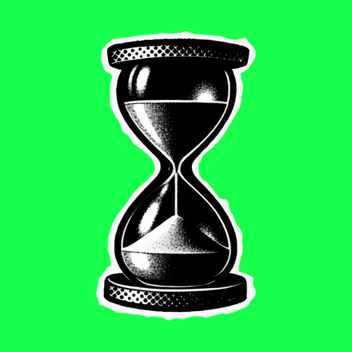 Animated Hourglass Illustration on Green Screen Background