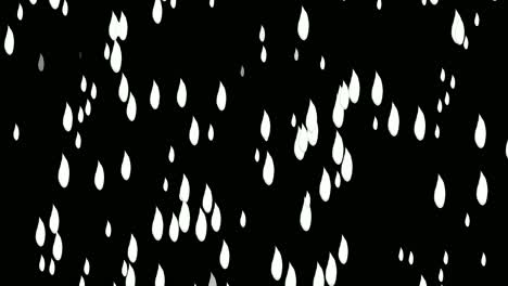 animation dessin animé chute de neige blanche et eau de pluie sur fond noir motion graphics