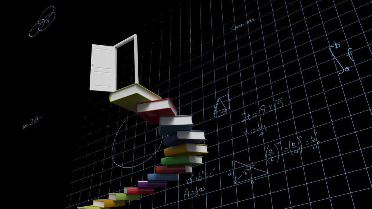 libros y ecuaciones matemáticas con figuras