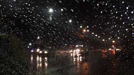 a rainy night on the side of the highway