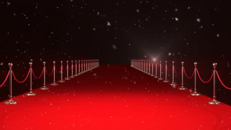 animation of snow falling over camera flashes and red carpet venue