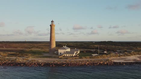 active gray lighthouse of skagen in the far north of jutland, denmark