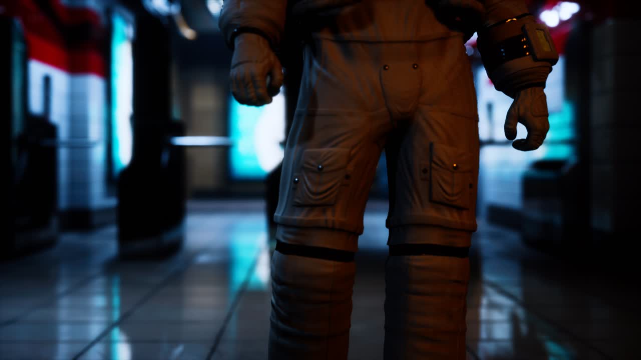 astronauta en el metro subterráneo