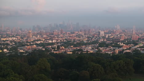 aerial view of new york city on a humid summer morning
