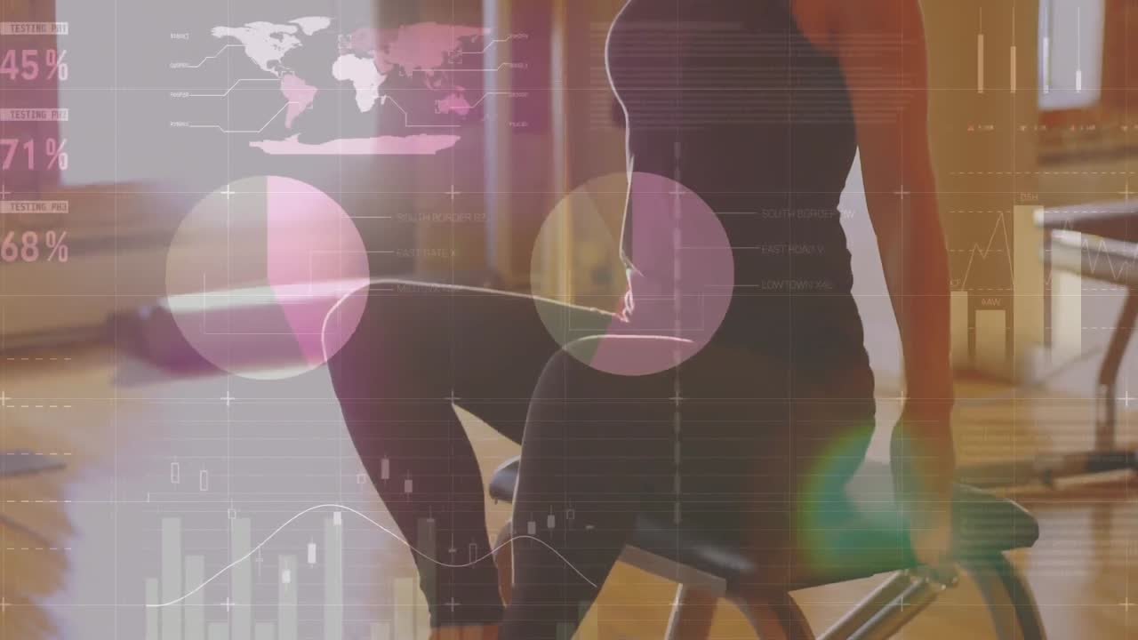 카우카시안 여성 운동에 대한 데이터 처리 애니메이션