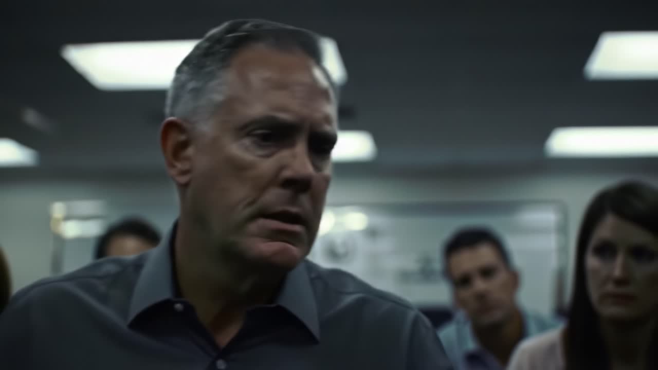 A Tense Moment in a Serious Meeting: Analyzing the Intense Expressions and Body Language of Participants in a Dynamic Discussion