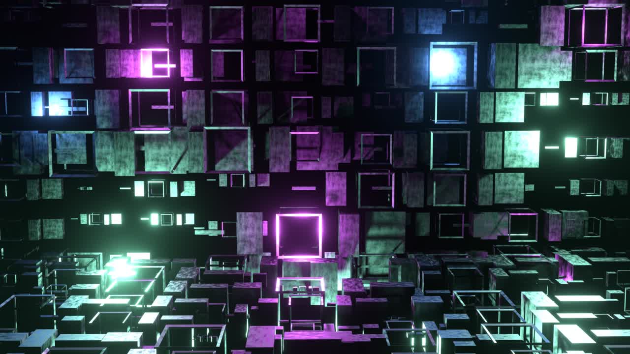 4K 3D Animation. Cyberspace-Abstraktion. Futuristische Technologie Digitale Abstraktion