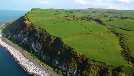 vista aerea cinematografica della costa nell'irlanda del nord