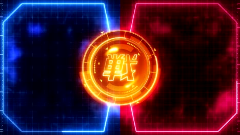 futuristic sports game loop animation. versus battle fight background. radar neon display. chinese character "fight". japanese letter element. game control.