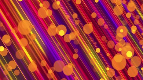 Animation-of-yellow-spots-and-multicoloured-stripes-pattern-moving-on-seamless-loop