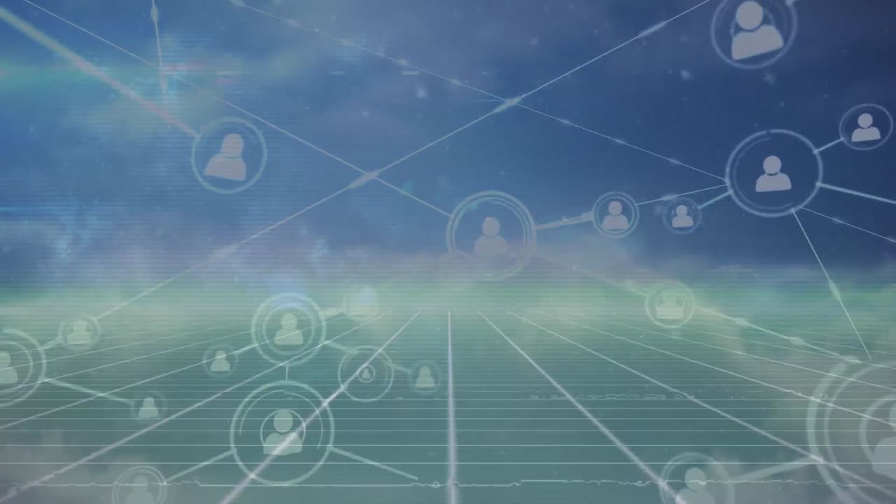 파란색 배경에 연결 네트워크의 애니메이션