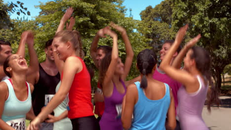 in high quality format fit people at race in park