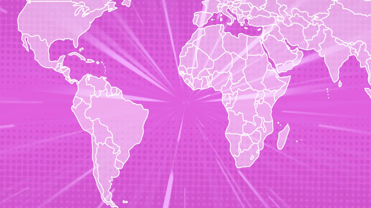Beams converging revealing map, stylized map fading, borders forming, Med band emphasizing Africa