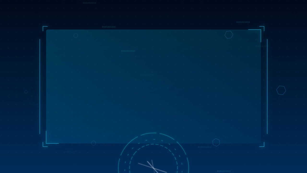 Digital HUD Interface with Rotating Clock and Data Elements