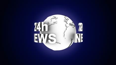 24h news text animation around the earth, loop