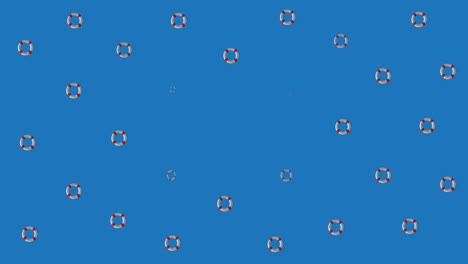 animation of lifebuoys rotating over blue background