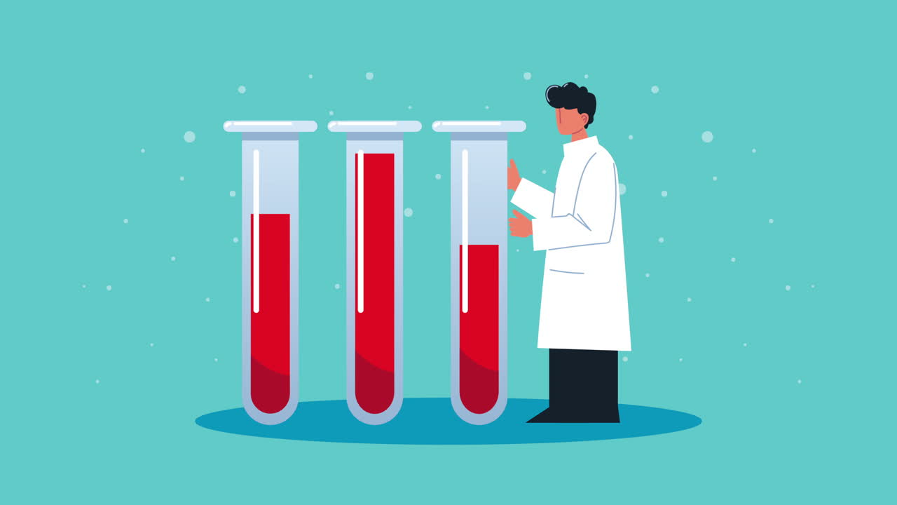 doctor with blood in tubes test character
