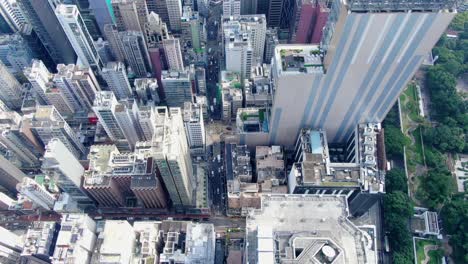 central hong kong, aerial view of traffic and city skyscrapers