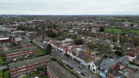 High-Street-Shepperton-Surrey-Reino-Unido-Drone-Vista-Aérea